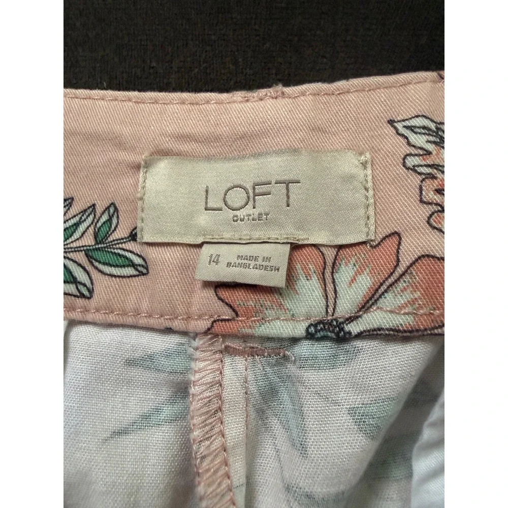 Loft Womens Peach Teal Floral 4 Inch Cotton Shorts Size 14 100% cotton - Picture 3 of 5